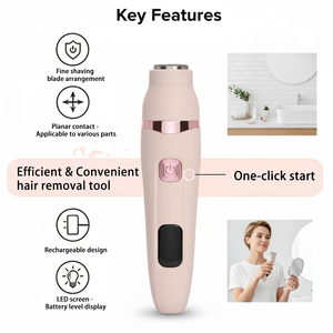 Afeitadora Eléctrica <span class=keywords><strong>para</strong></span> Hombres y Mujeres - Recortadora de Vello Corporal, Axilas y Partes Íntimas, Depiladora Impermeable USB de Plástico <span class=keywords><strong>para</strong></span> Uso Doméstico - Product Image 4