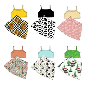 Nhà Máy Bán Buôn Halter Top + Váy Bộ Phong Cách Thời Trang Cô Gái Ngọt Ngào Sữa Lụa Vải Mùa Xuân Và Mùa Hè Trẻ Em Quần Áo