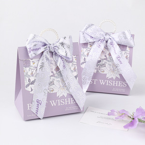 Purple Iris Series Satin Ribbons Floral Printed Wedding Gift Packaging Decorative Bow Ties - Product Image 3