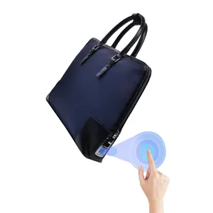 Smart A4 Dokument Handtasche Reise PU Leder Laptop Aktentasche mit Finger abdrucks chloss