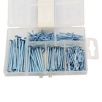 Emballage en boîte pp coloré 1 boîte, kit d'ongles à tête plate et demi-rond en zinc, 240 pièces
