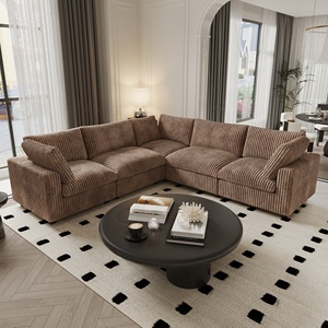 New Arrival Modern Modular L-Shaped Sectional Set Upholstered Fabric Solid <b>Wood</b> <b>Frame</b> High-Density Sponge Small - Product Image 3