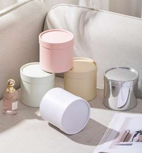 Cubo de abrazo Popular, pequeño, blanco puro, rosa, papel de cartón, cilindro redondo, embalaje de flores, caja de regalos para ramo - Product Image 1