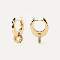 LOZRUNVE Usine de bijoux fins, boucles d'oreilles créoles en argent sterling 925 avec halo de pierres CZ arc-en-ciel