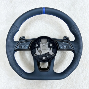 Volant en cuir semi-couvert style <span class=keywords><strong>R8</strong></span> avec palettes rouges pour A1 A3 A4 A5 A6 C6 C7 A7 A8 S3 S4 S5 S6 S7 S9 B8 B9 Q3 Q5 Q7 RS3 RS5 TT - Product Image 1