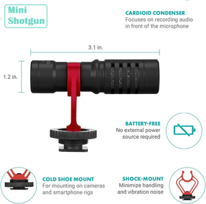 Plataforma de vídeo para teléfono inteligente con micrófono de escopeta, abrazadera de montaje con mango de agarre correa de muñeca para iPhone Samsung Galaxy Note y <span class=keywords><strong>mor</strong></span> - Product Image 3