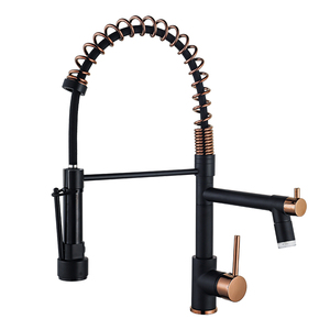 Deck Mount Brass Wholesale <b>Pull</b> Out Spring Commercial Single Lever Kitchen Water Mixer Tap With Led <b>Light</b> MK-LD9844BR Kitchen Mi - Product Image 4