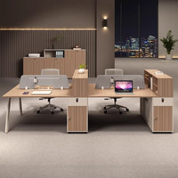 Ensemble bureau et chaise de travail, design minimaliste moderne, cloison de bureau pour employés, pour quatre à six personnes, en bois en forme de T