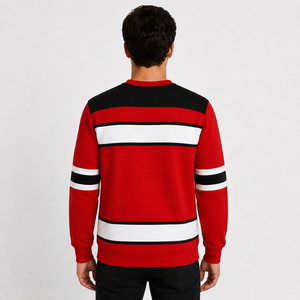 Sweat-shirt de hockey pour homme, rayé, color block, col rond, pour les jours de match - Product Image 2