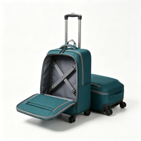 Sac à dos à roulettes Teal Softside avec bretelles rembourrées, poche avant zippée, poche latérale en maille, roues pivotantes