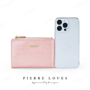 Pierre Loues Women's Short Leather <b>Wallet</b> Pink Crocodile Pattern <b>Card</b> <b>Holder</b> Portable Everyday Use - Product Image 5