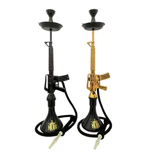 High Quality 75CM M416 Gun Shape Big Size Gold Black Hookah Made of All Resin 1 Hose Charcoal Shisha