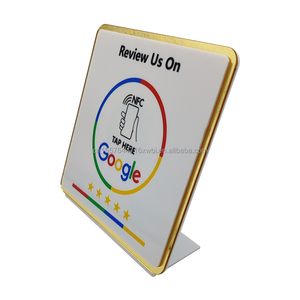 อะ<span class=keywords><strong>ค</strong></span>ริลิ<span class=keywords><strong>ค</strong></span> Google Review NFC ขาตั้งบนโต๊ะ13.56MHz พิมพ์โลโก้แบบกำหนดเอง Google Review NFC PVC กา<span class=keywords><strong>ร์</strong></span>ดรีวิวห้าดาว - Product Image 5