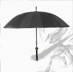 Parapluie Katana japonais de samouraï populaire chinois, 16 ou 24 nervures, manche doré, droit, avec étui - Product Image 5