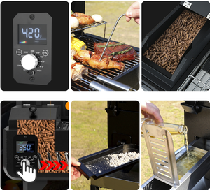 Grill Barbecue Elettrico a Pellet 8 <span class=keywords><strong>in</strong></span> 1 <span class=keywords><strong>in</strong></span> Metallo Verniciato a Polvere Moderno, Portatile, con Controllo della Temperatura per Campeggio e Camper - Product Image 4