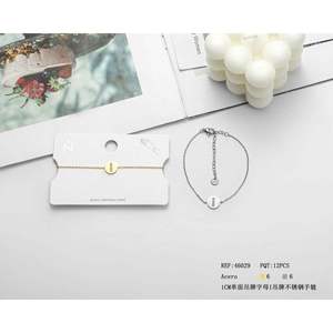Pulsera de acero inoxidable de 1 cm con dije de letra I de un solo lado para mujer, joyería de moda. - Product Image 1