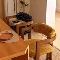 Chaise de salle à manger en bois, avec accoudoirs et coussin en tissu de lin, chaise en bois mobile de luxe pour la maison, le restaurant, la salle de thé
