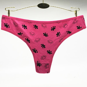 <span class=keywords><strong>Aliexpress</strong></span> estilo caliente doble capa entrepierna sin costuras señoras ropa interior pie estampado Sexy algodón G-strings bragas para mujeres - Product Image 5