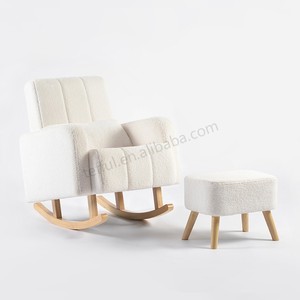 Modern Upholstered Fabric <b>Glider</b> Rocker <b>Chair</b> with Pillow Teddy Design for Nursery <b>Indoor</b> Home Office Living Room Bedroom Use - Product Image 1