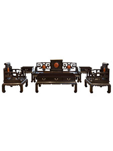 Ensemble de meubles classiques en bois de santal rouge Ming Qing avec joint mortaise et tenon et espace de rangement pour salon 008 Livin - Product Image 2