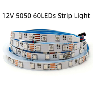 Bande lumineuse LED RGB 5050 12V 24V, simple rangée, 120 LED/m, flexible, auto-adhésive, à changement de couleur, lumière linéaire colorée - Product Image 2