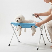 Hamac pliable pour toilettage d'animaux avec maille respirante, pour le bain des chiens et des chats, avec harnais en fer pour la coupe des ongles et le nettoyage des oreilles
