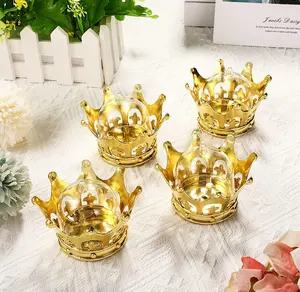 2022 new creative plastic gold crown candy box wedding party favor crown candy box gifts gold package box