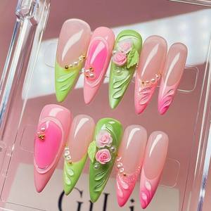 <span class=keywords><strong>Uñas</strong></span> Postizas Largas y Afiladas Estilo Y2K Hechas a Mano <span class=keywords><strong>con</strong></span> Brillantina y Diamantes de Imitación, Diseño Reutilizable, <span class=keywords><strong>Uñas</strong></span> a Presión - Product Image 3