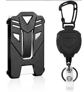 DFR01 Porte-badge rétractable en plastique noir avec logo personnalisé, porte-clés avec clip arrière en métal - Product Image 5