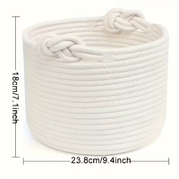 Panier de rangement pliable en coton tissé à la main, panier à vêtements avec poignée cousue à la main, panier en cordes de coton
