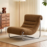 Fauteuil inclinable décontracté haut de gamme en acier inoxydable style Bauhaus, rétro et minimaliste, idéal pour les salons et les bureaux à domicile