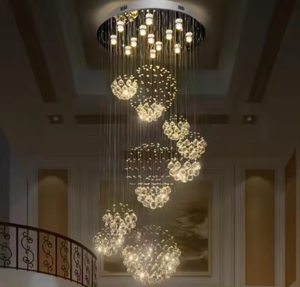 Candelabro de cristal con luz de escalera giratoria, candelabro grande de edificio dúplex para sala de estar, Vestíbulo - Product Image 3