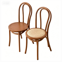 Chaises de salle à manger en bois de caoutchouc de style vintage du milieu du siècle, avec dossier, durables pour les hôtels, les restaurants, les villas et les bureaux à domicile