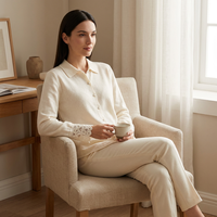 Suéter Cárdigan de Lana 100% Pura para Mujer, Estilo Francés, con Elegantes Puños de Encaje, Cierre de Botones, Lujo Discreto