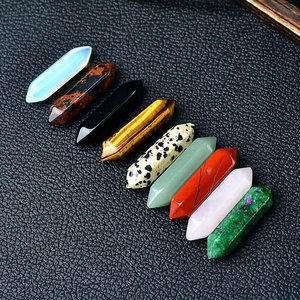 Colgante Hexagonal <span class=keywords><strong>de</strong></span> Doble Punta Hongzhuo, Cristal Natural en Bruto, Ojo <span class=keywords><strong>de</strong></span> Tigre, Cristal Rosa Tallado, Accesorios <span class=keywords><strong>de</strong></span> Joyería DIY con <span class=keywords><strong>Grabado</strong></span> - Product Image 2