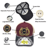 Gorra de béisbol unisex con logo 3D de metal estilo occidental, estampada en serigrafía, de mezclilla, lona, jersey y malla, a la moda para exteriores.
