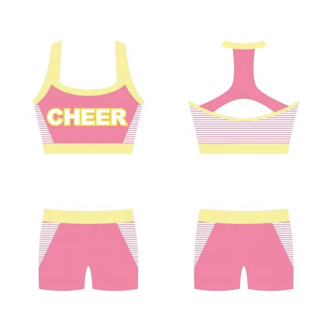 women sublimation youth cheerleading jersey custom design cheerleading top and skirts