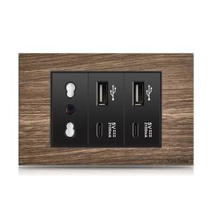 Interruptor de presión ligero portátil de madera, estándar italiano, con enchufe USB-C para exportación a la UE, estándar 118. - Product Image 5