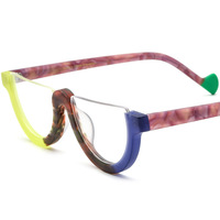 19361 Monture de lunettes en acétate faite à la main de haute qualité, style mode, feuille laminée mate multicolore, adaptée aux hommes et aux femmes