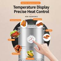 Barbecue à charbon de bois suspendu sans fumée en acier inoxydable de 40 cm avec thermomètre, kit de cuisson portable pour le camping en plein air