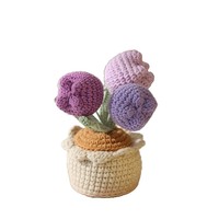 Bunga Tulip Buatan Tangan dari Benang Sutra, Tanaman Pot Hias, Dekorasi Rumah, Hiasan Meja, Hadiah Mobil, Kado Kembali ke Sekolah, Imlek