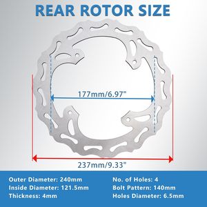จานเบรกหลัง ZCLH ขนาด 240 มม. สำหรับ CR125/CR250/CRF450R (2002-2007)/CRF450X (2002-2019)/CRF450RX (2005-2020)/CRF450L - Product Image 5