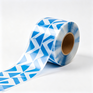 <b>Blue</b> White Printed Plastic Film <b>Roll</b> Transparent Packaging Flexographic Wrap Film for Retail and Daily Use - Product Image 4