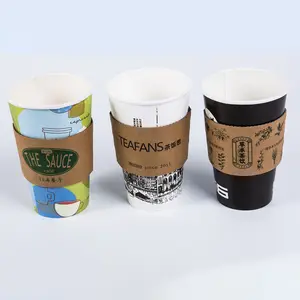 Factory Price To Go Disposable Paper Cup Hot Coffee Cocoa Paper Cup With Kraft Paper Sleeve