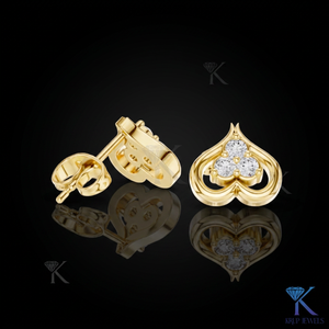 Lab Grown Diamond Open Heart <b>Stud</b> Earrings 3 Stone Cluster 18K Solid Gold Fine Women Jewelry Wedding Bridal Anniversary Gift - Product Image 1