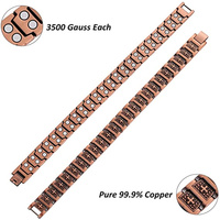 Bracelets de magnétothérapie puissants en cuivre pur avec croix chrétienne, aimants à double rangée de 3500 Gauss pour soulager la douleur