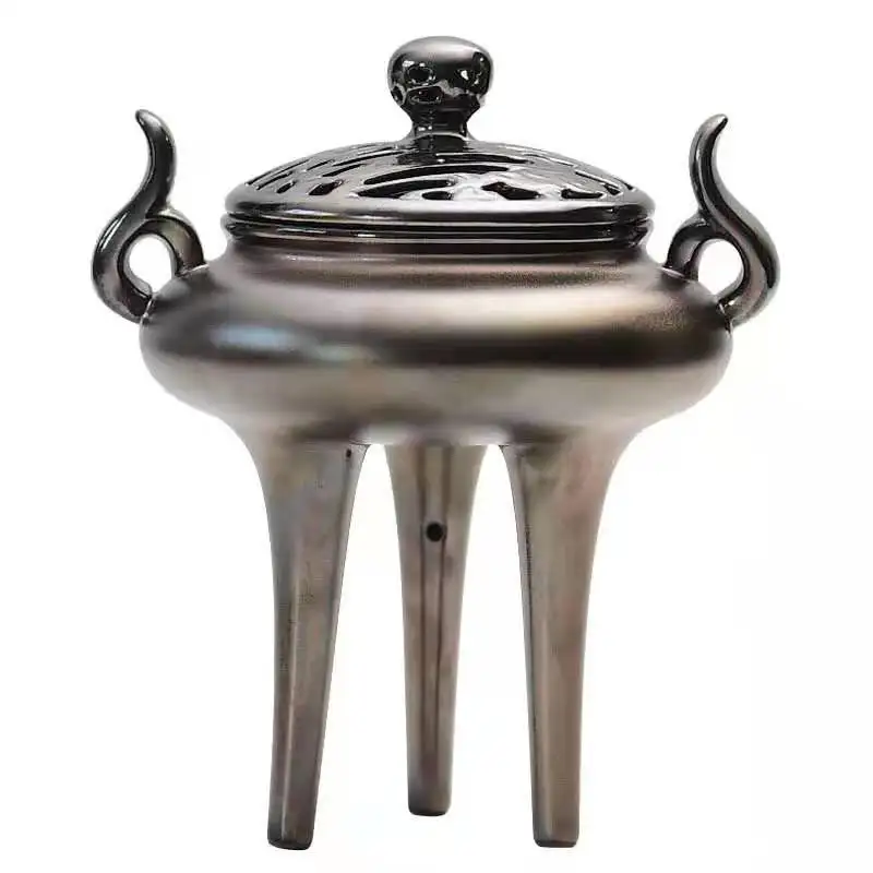 Quemador de incienso con trípode de tres patas, difusor de aroma de cerámica, adornos Zen creativos, quemador de incienso