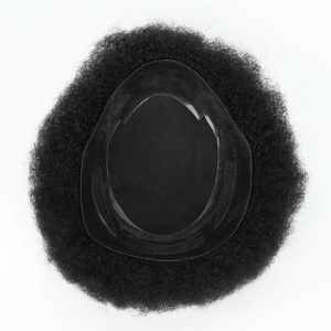 Prothèse capillaire indétectable 100 % cheveux humains bouclés afro pour hommes avec base PU+Mono, cheveux Remy indiens, couleur personnalisable et densité moyenne-légère - Product Image 2