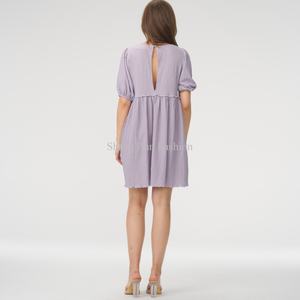 Robe d'été décontractée élégante et personnalisée pour femme, en coton doux et respirant, à col carré et volants amples - Product Image 6