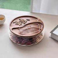 Acacia houten glazen licht luxe retro W-36 fruit- en notenbak woonkamer opbergplateau